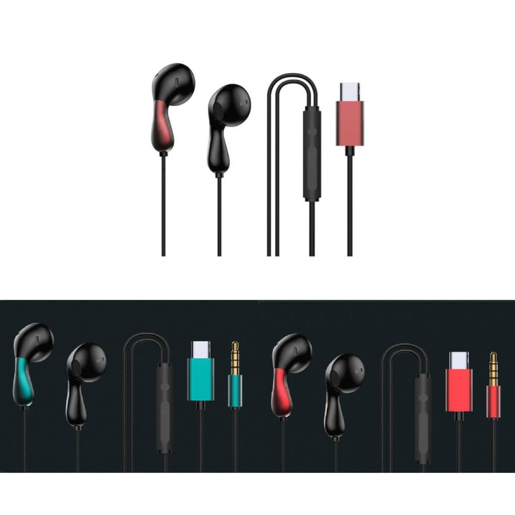 Typec Earphones Inear Gaming Wired Headset Microphone Red Green Esports Sound