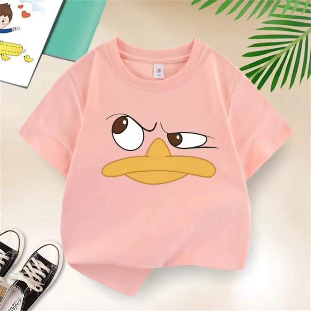 Duck Smiley Face Cartoon Printed Children's T-shirt Summer Short Sleeved