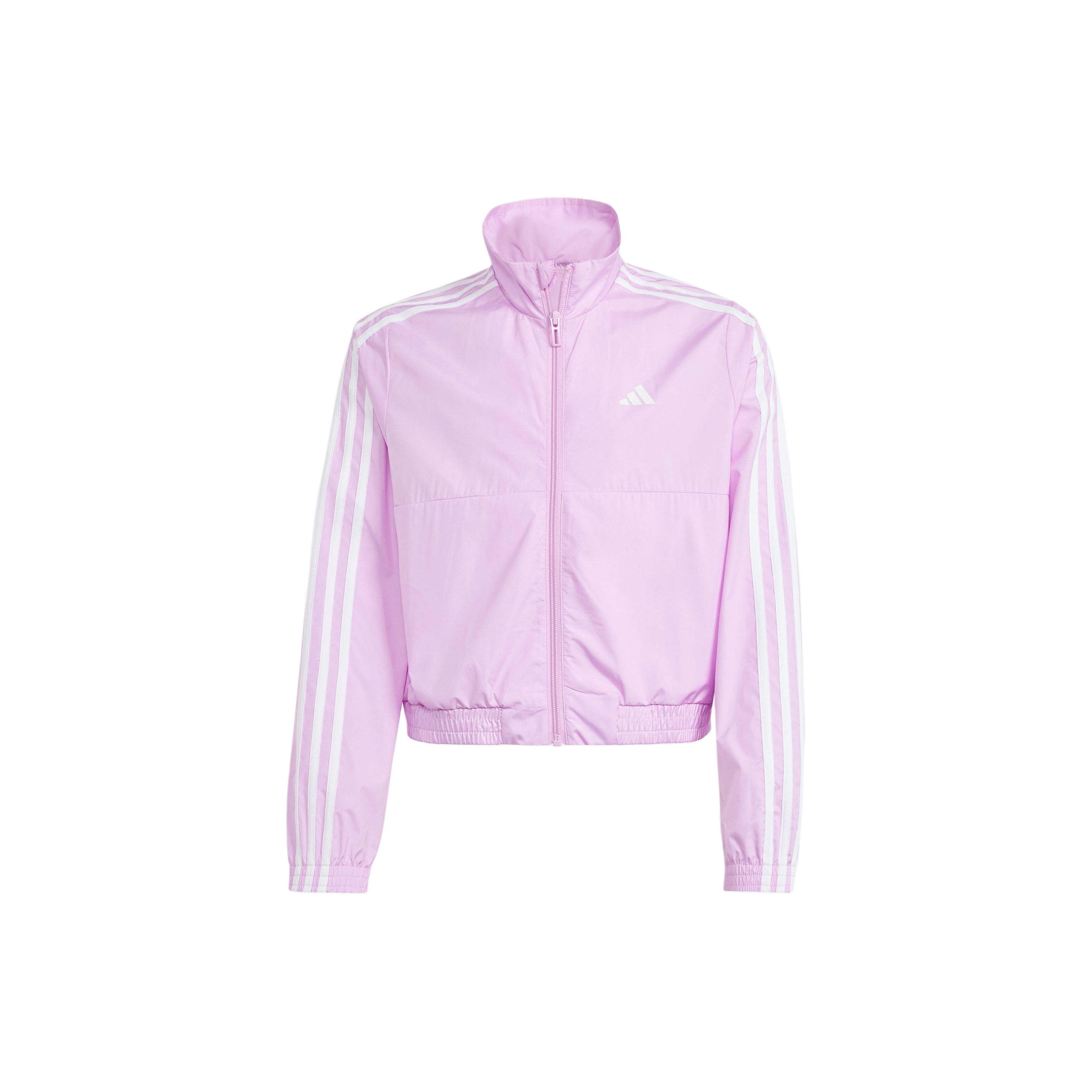 Adidas Sport Performance Train Essentials Striped Color Block Casual Long Sleeve Kids Jackets Purple IR7512 152