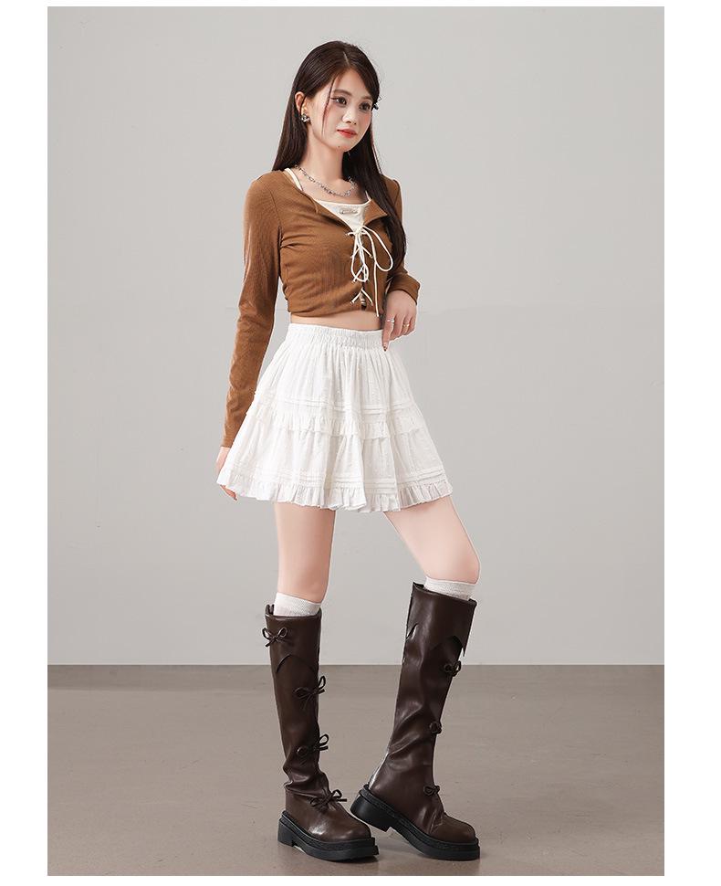 2025 Stylish Elastic Waist Jacquard Skirt - Fluffy Cake Design, Long Legs Effect, Versatile Slimming Short Skirt
