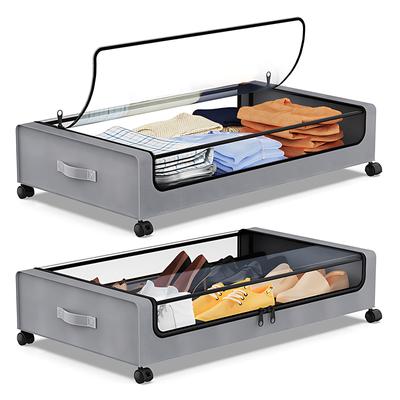 Under Bed Storage Container with Lids and Wheels Multifunctional Home Dorm Clothes Storage Bins