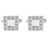 Fashionable square men's shirt cufflinks with rhinestone embellishments, French enamel shirt cufflinks B1159 - White