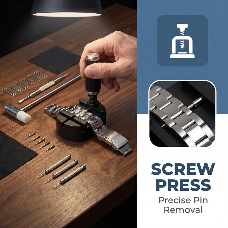 Watch Link Remover & Strap Adjustment Tool Set with Hammer & Spring Bar Pins