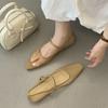 Fashion Retro Mesh Brand Flat Ballet Flat Shoe Women Fashion Buckle Square Toe Shallow Mary Jane Shoe Summer Casual Non Slip Flat Sandal