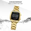 NAVIFORCE Women Digital Waterproof Watch Casual Sport Multifunction Stopwatch Gold Square Luminous Date Dial Stainless Steel Strap NF5047