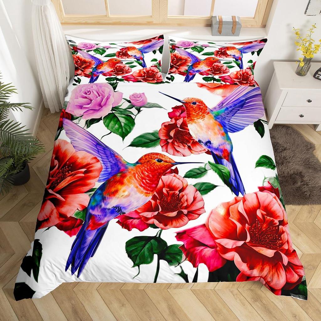 Hummingbird Duvet Cover For Kids Boys Girls Quilt Covers Lightweight Down Bedroom Decor 2 Pillowcases 1 Duvet Cover No Comforter