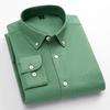 Men's Long-Sleeve Oxford Cotton Shirt - Breathable, Solid Color for Casual or Daily Wear