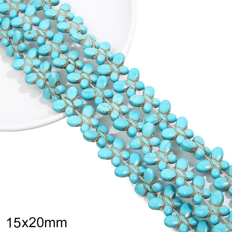1 Strand 38CM Blue Turquoises Stone Chain Charm Beads Chain DIY Bracelet Necklace Jewelry Making