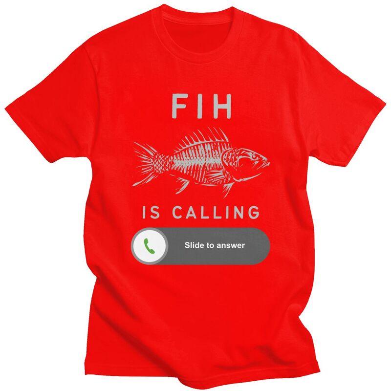 

Fih Is Calling T Shirt for Men Tshirt Birthday Fathers Day Gift Tees Short Sleeve Funny Fish Angler Fishing Quotes Tshirt S