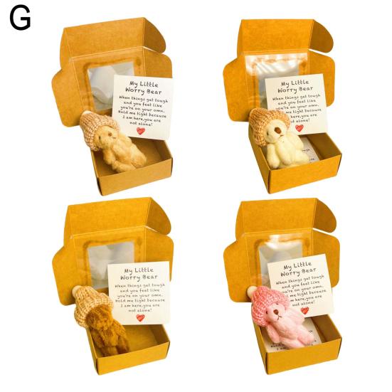 Mini Plush Teddy Bear Box Emotional Support Teddy with Message Card Pocket-Sized Hug Bear Doll for Graduation Anxiety Relief Friends
