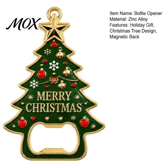 Holiday Kitchen Tools Christmas Tree Bottle Opener, Magnetic Refrigerator Magnet, Heavy Duty Party Favors Metal Beer Opener for Kitchen, Retro