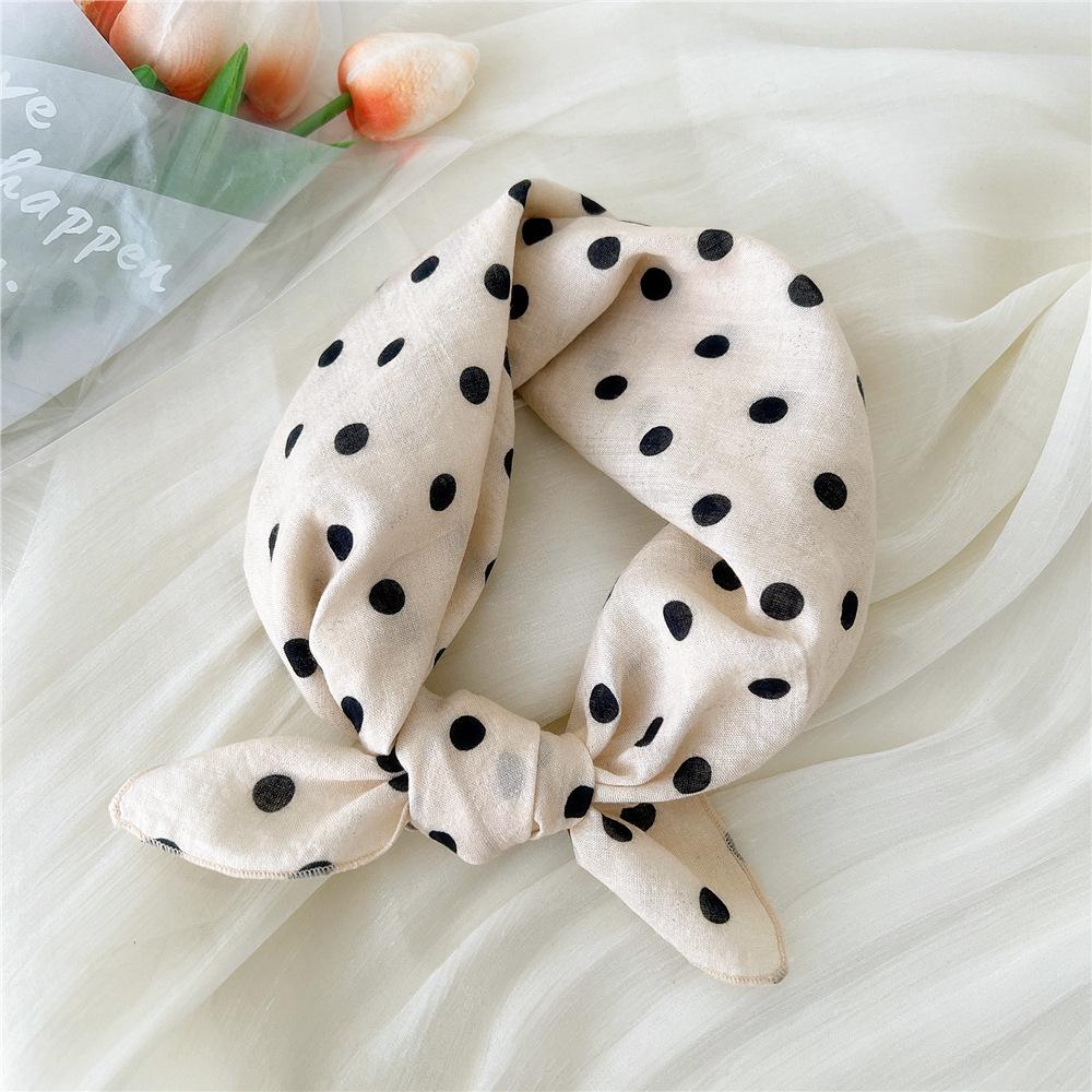 

55cm Cotton Linen Square Scarf Cherry Floral Print Neck Tie Scarf Headkerchief Female Foulard Head scarf Women Hijab Bandanas бежевий