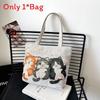Embroidered Canvas Tote Bag For Women With Zip Closure For Daily Use