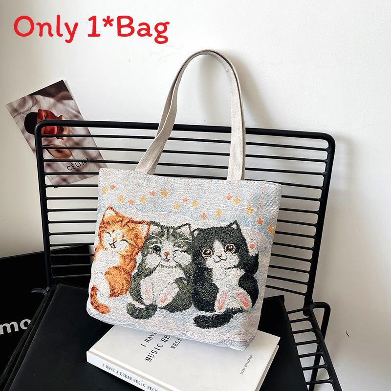Embroidered Canvas Tote Bag For Women With Zip Closure For Daily Use