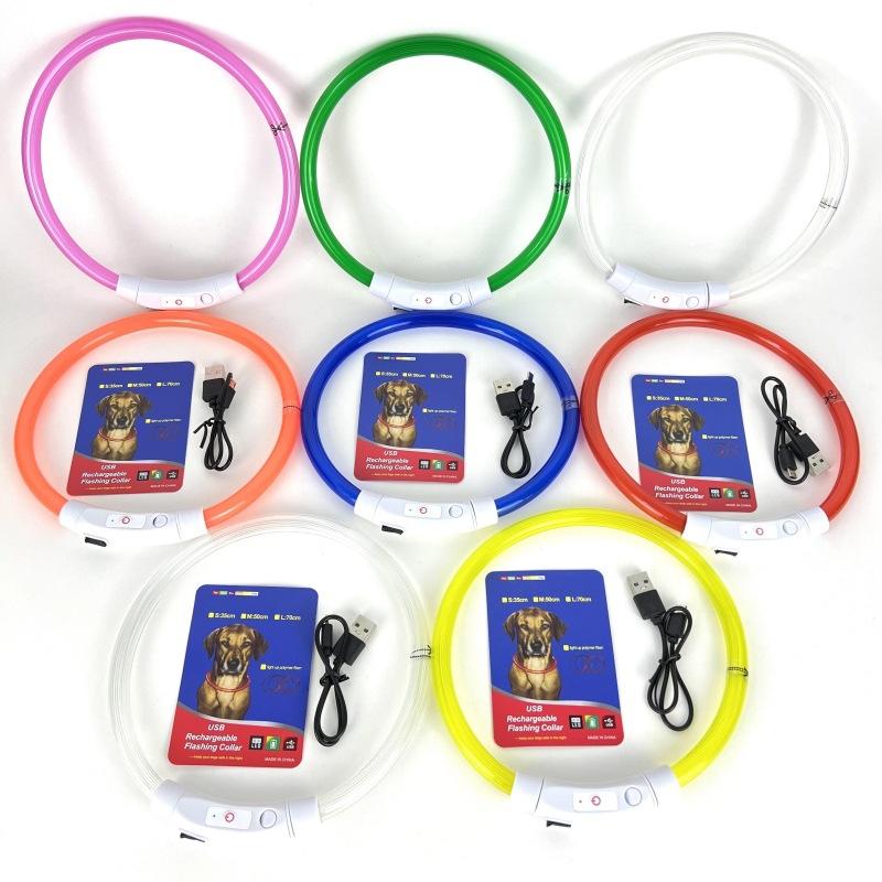 LED Dog Collar Light Up Dog Collars USB Rechargeable TPU Glow Safety Basic Dog Collars For Large Medium Small
