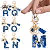 Key Holder for Backpack Blue Series Keychain Pendant, Initial Letter Charm Chain with Eyes Accessory Tassel Design, A-Z Bags Backpacks Cars
