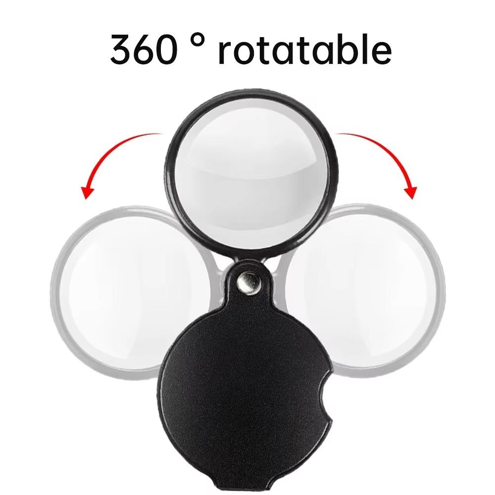 Handheld Small Magnifying Glasses Leather Protective Case Folding Magnifying  Reading