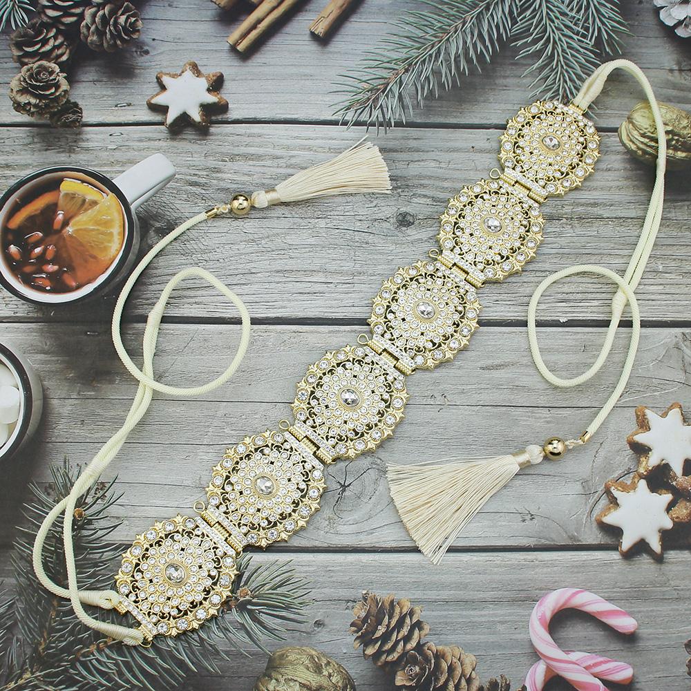 Cureaua de frânghie de mână șic Bijuterii de mireasă Cureaua Lanț de talie Bijuterii de cristal pentru corp Ciciucuri Lanț de frânghie