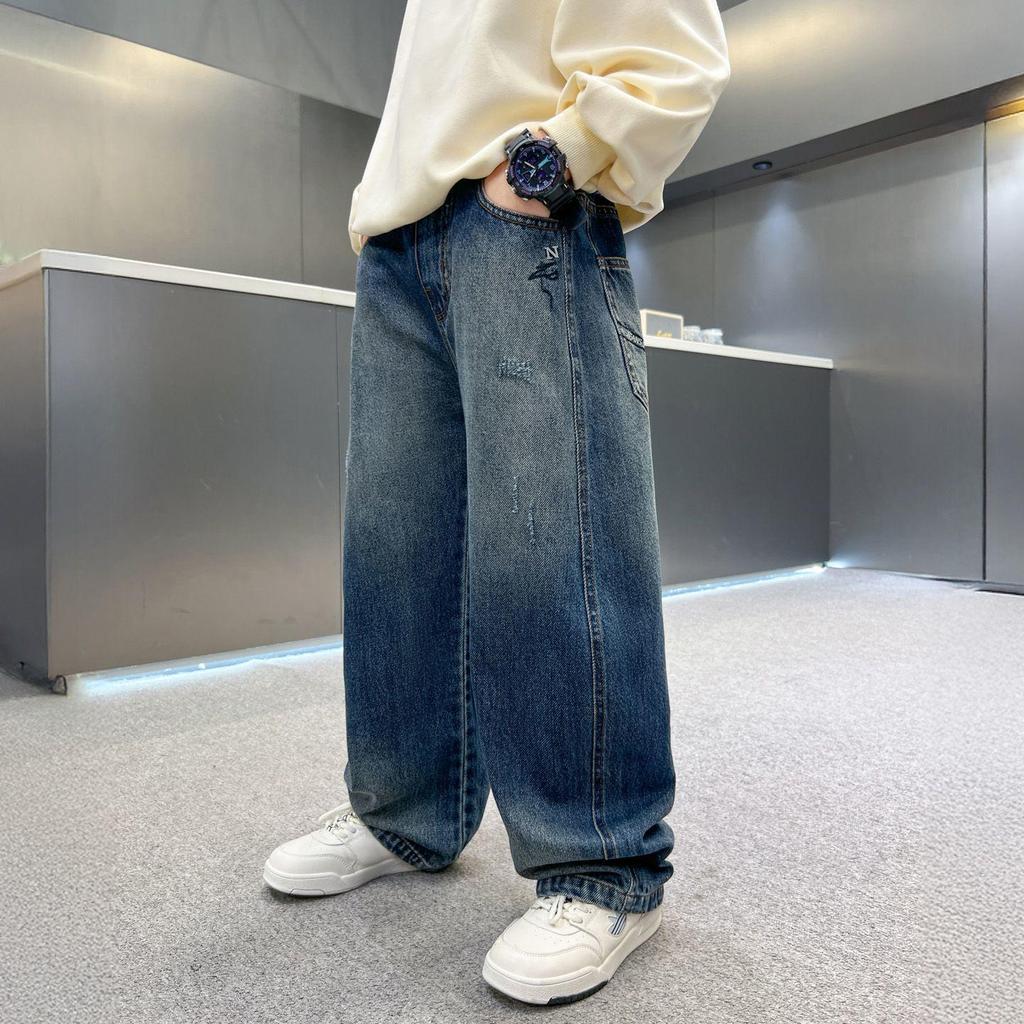Boys' Loose Fit Straight Leg Jeans, 2025 Spring/Autumn Trend
