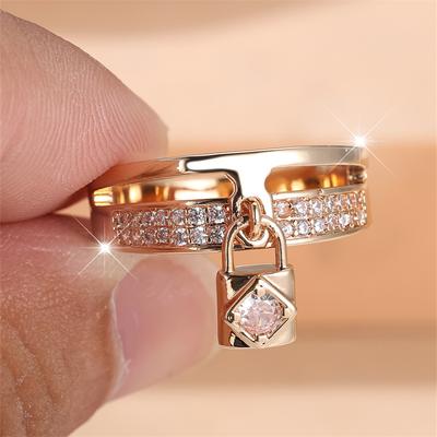 1 Stuk Goudkleurig Witte Steen Sleutelhanger Ring Trouwring Valentijnsdag Sieraden