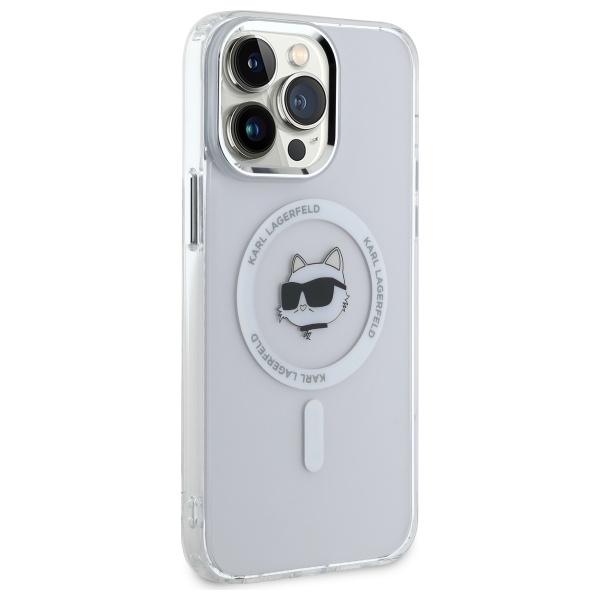 Karl Lagerfeld Klhmp14Xhlschh Iphone 14  Pro Max 6.7 Biały/White Hardcase Iml Metal Choupette Head Magsafe