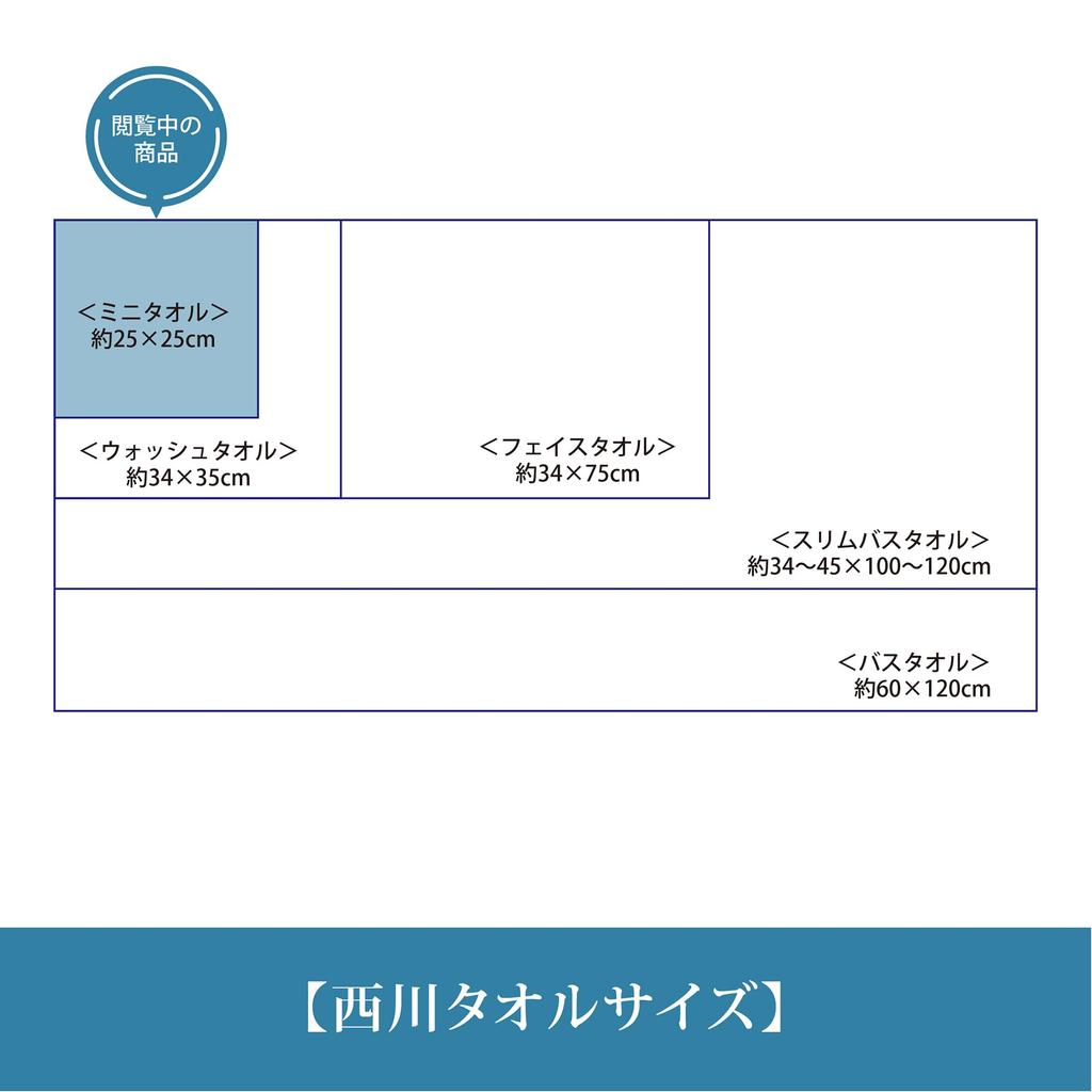 Nishikawa Atsuko Matano Mini Towel 25x25cm Washable Soft Cotton Untwisted Yarn for a Plump Finish Shirring MT3658 Cup MEME Made In Japan Blue