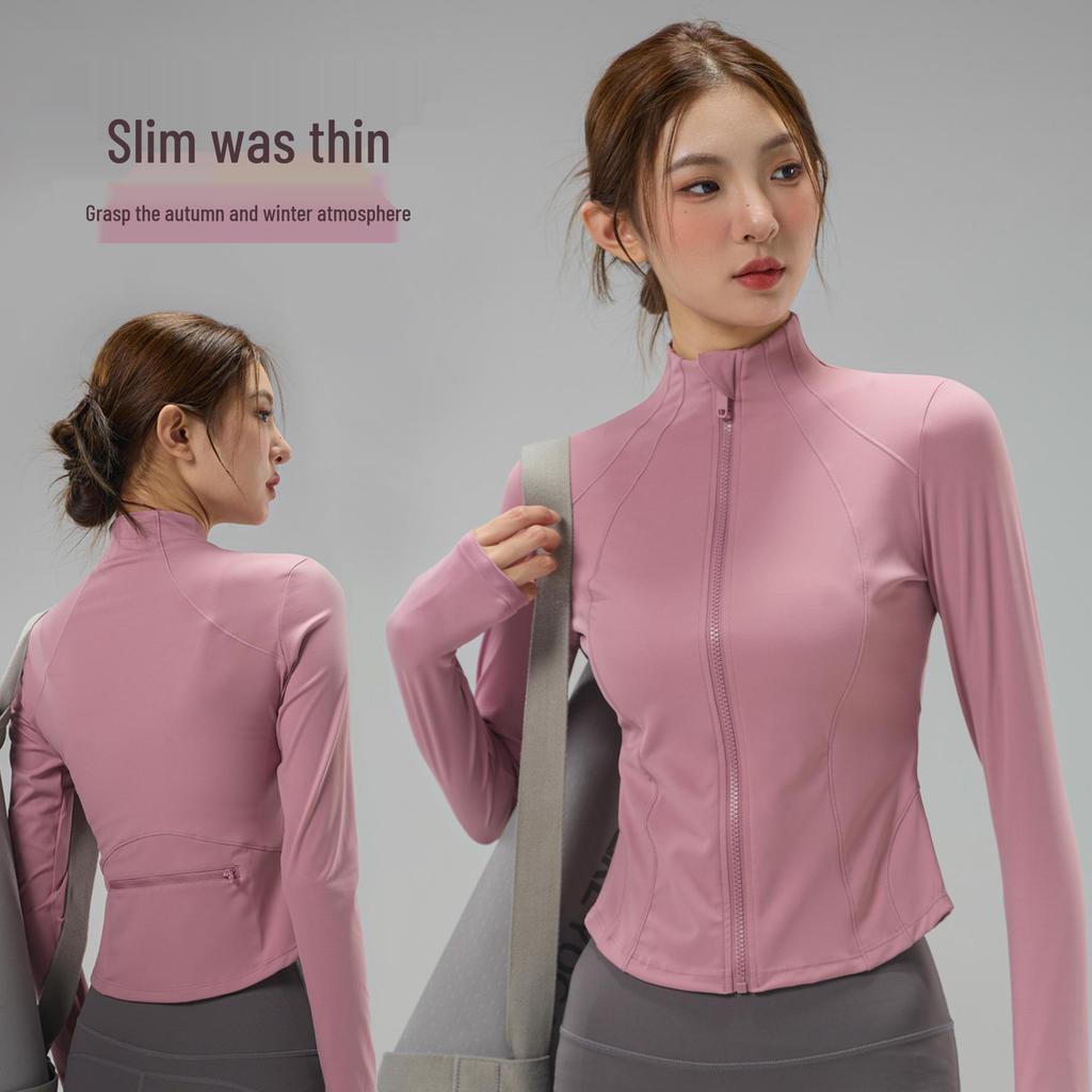 Women's Slim-Fit Yoga Jacket with Back Pockets - Long Sleeve, Casual Outdoor Activewear for Fall and Winter
