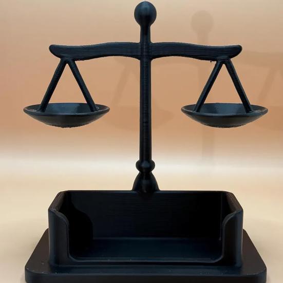 Suport Cărți de Vizită Balanța Justiției Suport Card Practic Decorativ Organizator de Birou pentru Cabinet Avocatură & Uz Profesional