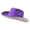 Cowgirl Hat Panama Fringed Cowboy Hat Panama Hat for Music Festivals Sparkly Rhinestones Brim Cowboy Hat
