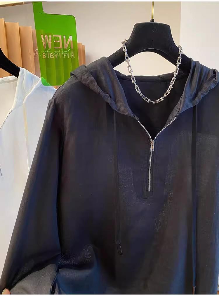 2026 Spring Korean Chic Half-Zip Hooded Sweatshirt for Women