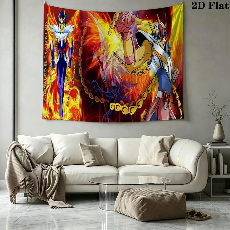 Anime Saint Seiya Wall Tapestry Aesthetic Wall Hanging Printed Fabric Blanket Decorative Tapestries for Bedroom Living Room Home Decor