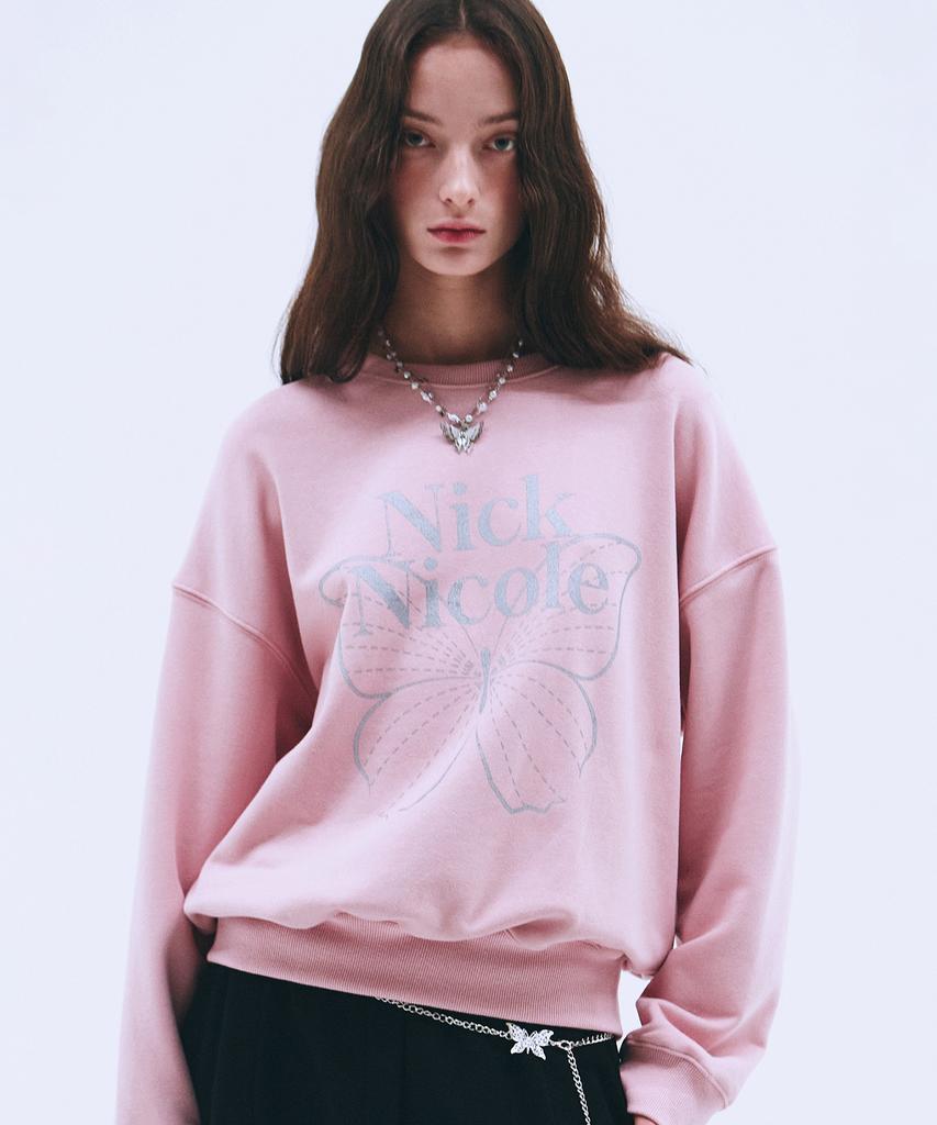 Nigaennikol Butterfly Signature Sweatshirt_Pink Silver