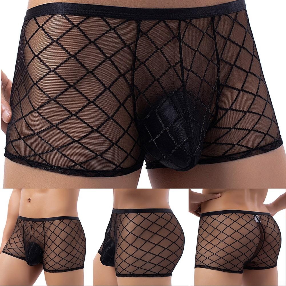 Pánské boxerské kalhotky průhledné sexy sexy pokušení průhledné