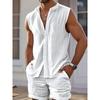 Set de Plajă Casual de Vară pentru Bărbați: Vesta Fără Mâneci Largă și Pantaloni Scurți