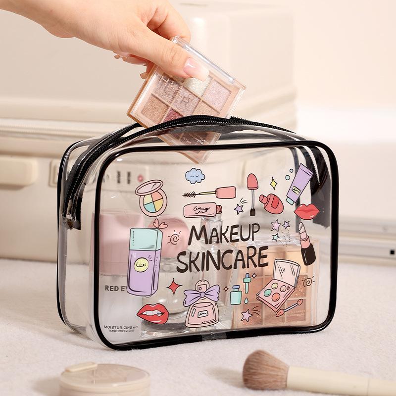 Travel Essential Cosmetics Storage Bag Transparent Makeup Bag Waterproof PVC Wash Bag Portable Large Capacity Clutch Bag Women Toiletry Bag