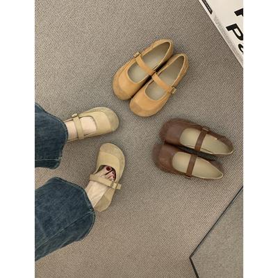 Milch kamel runde Spitze matt Ballerina trägt Herbst und Winter weichsohlige Fee Mary Jane einzelne Schuhe
