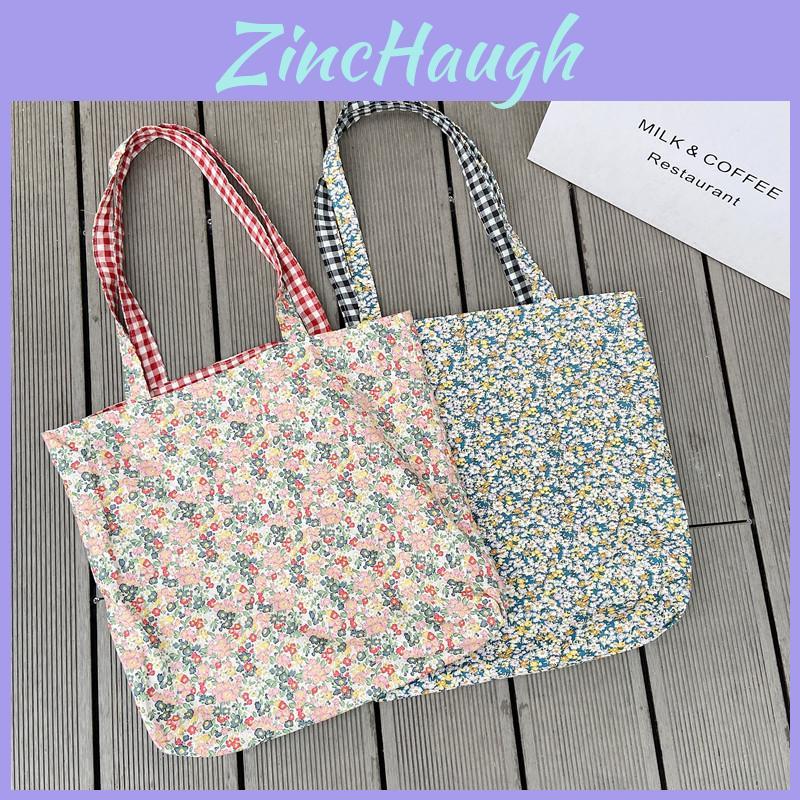 Fresh And Sweet Patterned Canvas Tote Bag Medium Size Soft Cotton Material