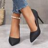 Cross Mirror Outer Size Large Size New European and American Style Pointed Head Shallow Mouth Single Shoes Women's Temperament Thin Heel High Heels