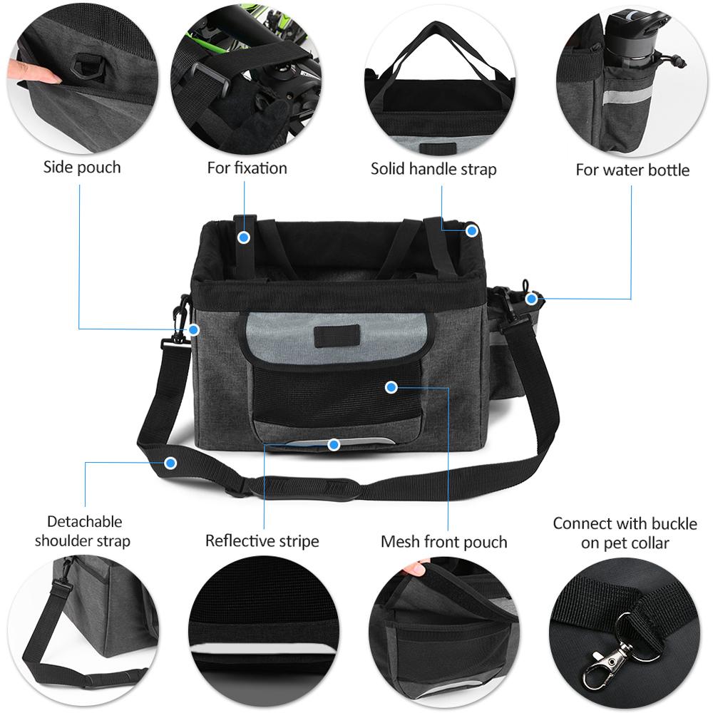 Foldable Front Basket Removable Bike Pet Basket Pet Dog Cat Carrier Camping Bag