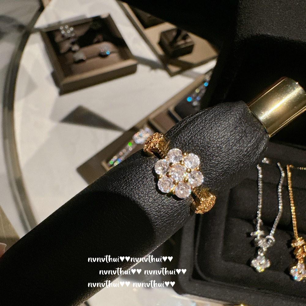 Vintage 18K Gold-Plated Sunflower Zircon Flower Ring