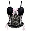 Canottiera in Pizzo ad Alta Elasticità con Incrocio: Top Corto Sexy Modellante, Stringi-Vita