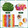 70 Pcs Hawaiian Luau Leis Decorations Supplies -Hibiscus Flowers Necklace Simulation Leaf Tropical Party Decoration Supplies