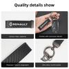 Interior Stickers Zinc Alloy Car Key Chain Ring Carbon Leather Keyring Accessories For Renault Clio QM6 Kadjar Megane Koleos Esp