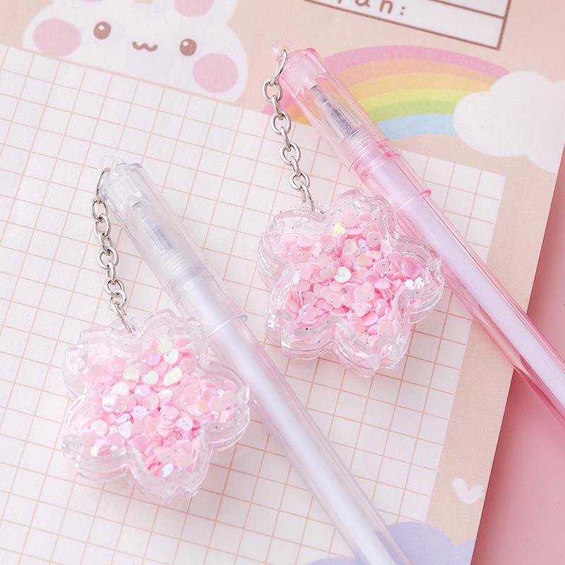 Sequin Flower Cartoon Pendant Pen - Cute Signature Pen for Students