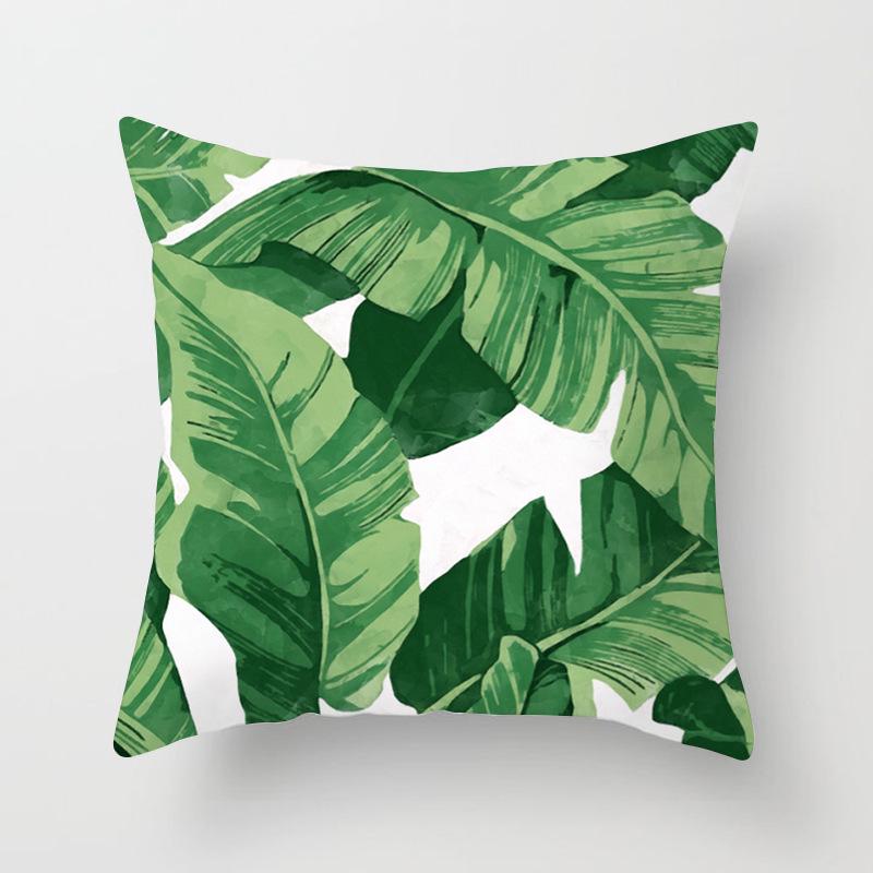 New Tropical Plant Fashionable Leaves Rainforest Pillow Case Cushion Cover Peach Leather Velvet Digital