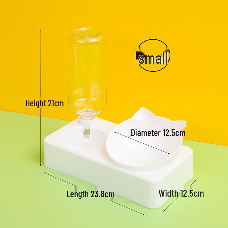 Pet Anti-Tip Double Bowl: Automatic Cat & Dog Feeding and Water Bowl
