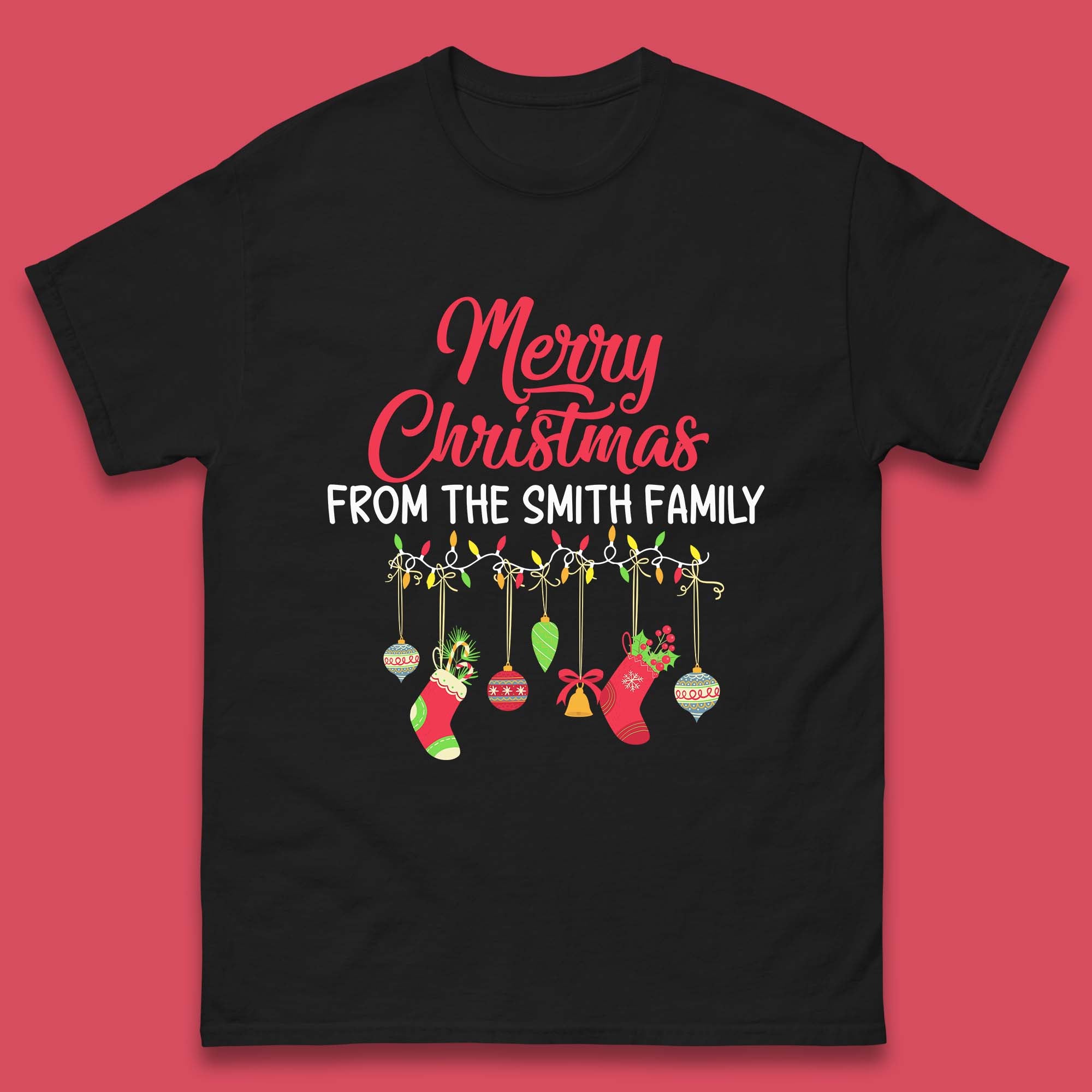 Personalised Merry Christmas Mens T Shirt Womens Tops Tees Christmas Ornaments Top 4XL