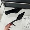 Luxury Black Fashion Concise Pointed Toe High Heel Shoes Women Slippers Thin Low Heels Casual Party Pumps Slide Mules Shoes