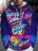 Men's hooded sweatshirt, retro party neon poster design
