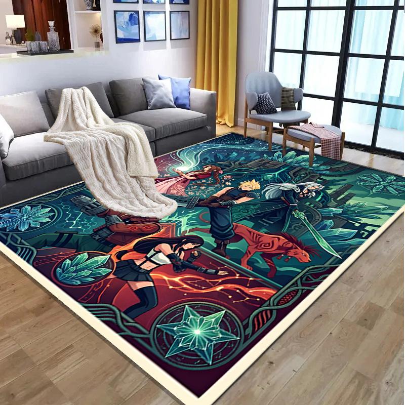 Final Fantasy Pattern Rug, Indoor/Outdoor Mat, for Picnic, Gameroom, Bedroom, Office, Living Room, Home Decor Carpet, Birthday Gift